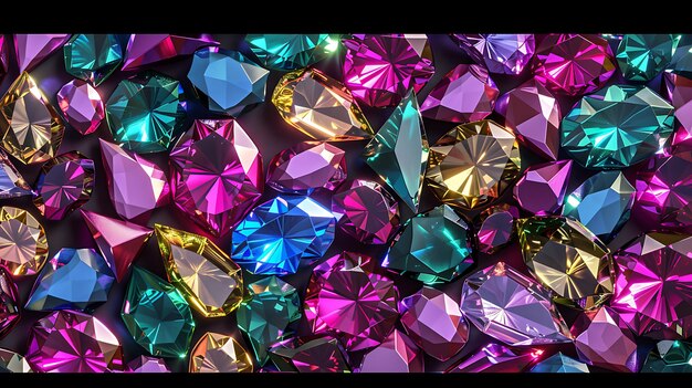 a colorful display of gems and gems is shown