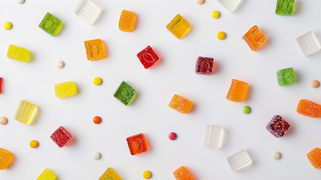 a colorful display of gummy candy and candy