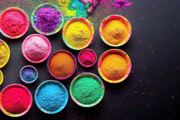 A colorful display of holi powder