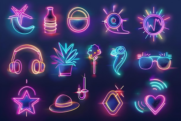 Photo a colorful display of neon lights and signs with the word quot astrological quot