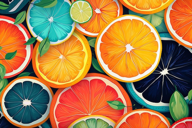 Photo a colorful display of oranges and lemons