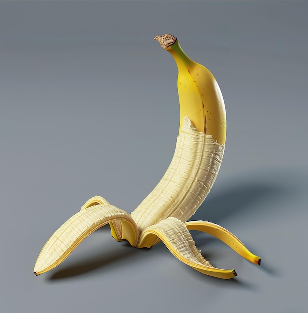 A colorful display of a ripe unpeeled banana