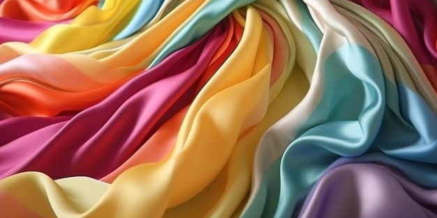 A colorful display of silk fabric.