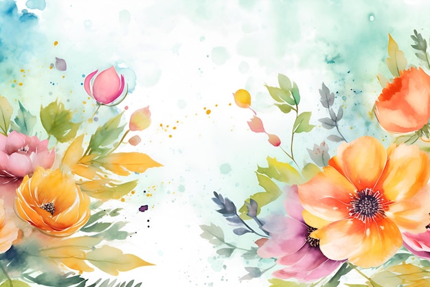 Colorful display of summer wildflowers in watercolor Spring and summer background Generative AI