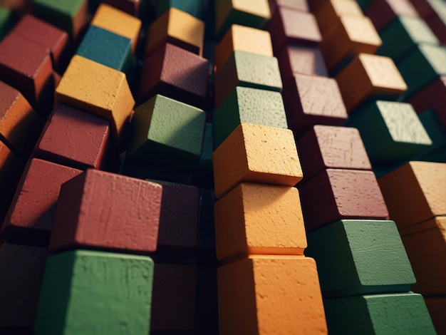 Photo colorful and diverse stacked blocks