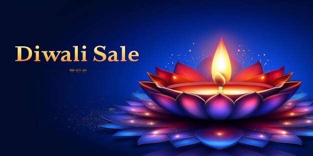 Photo colorful diwali banner announcing the festive sale with a decorative lamp design showcasing the essence of the hindu festival