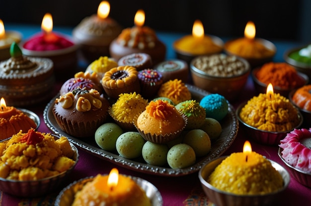 Photo colorful diwali sweets a feast of indian flavors