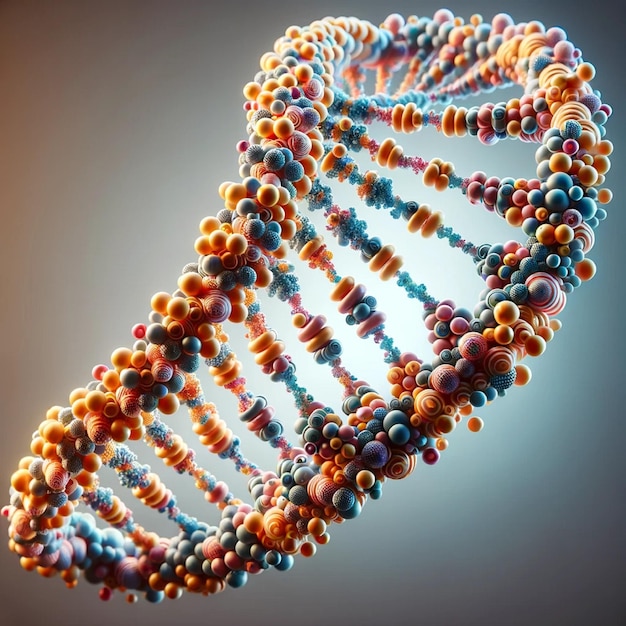 Colorful DNA Helix Artistic Representation of Genetics