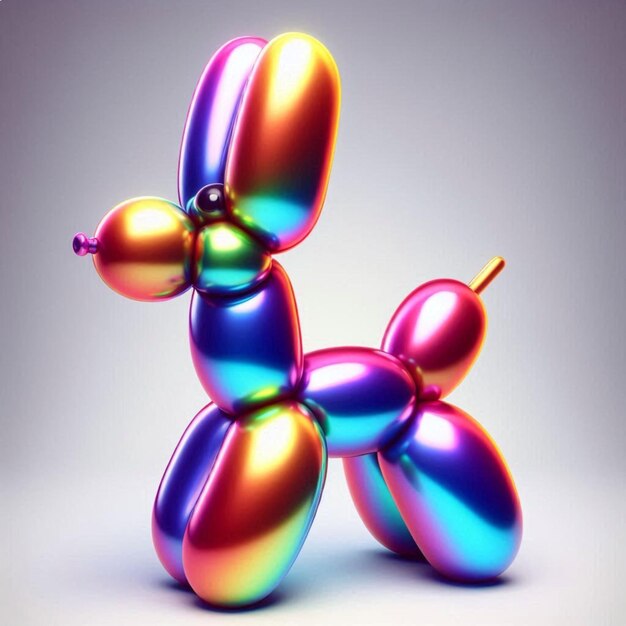 Photo a colorful dog sculpture with a rainbow colored balloon