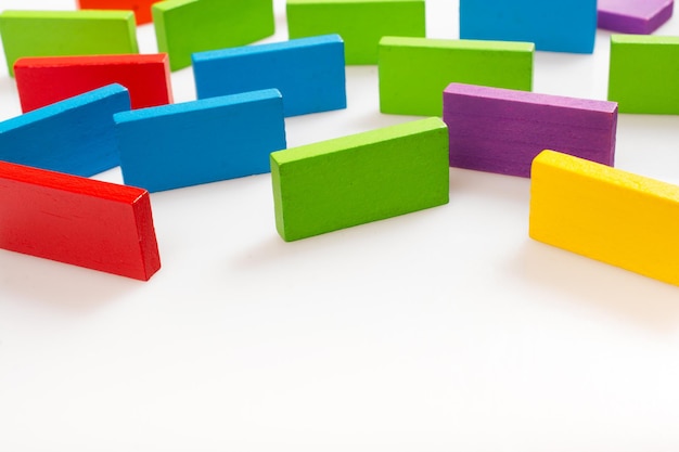 Colorful domino blocks on white background