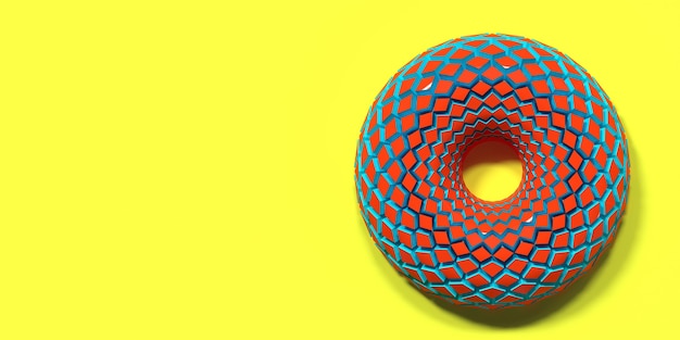 Photo colorful donut on a yellow background pop art illustration 3d rendering