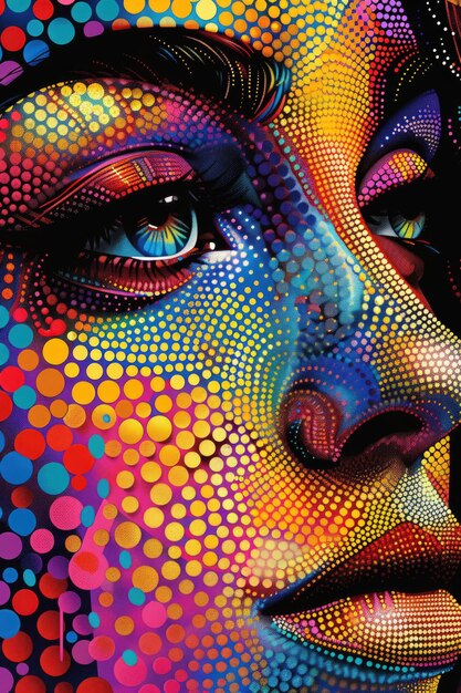 Colorful Dot Art Portrait of a Woman