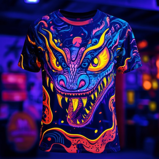 Photo colorful dragon graphic tshirt design