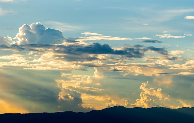 colorful dramatic sky with cloud at sunset.beautiful sky with clouds background