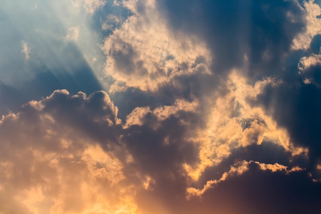 Colorful dramatic sky with cloud at sunset