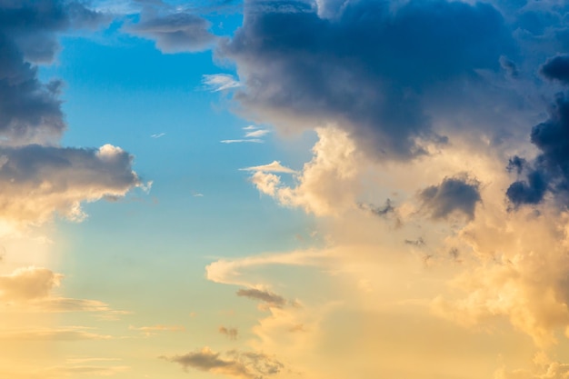 Colorful dramatic sky with cloud at sunset