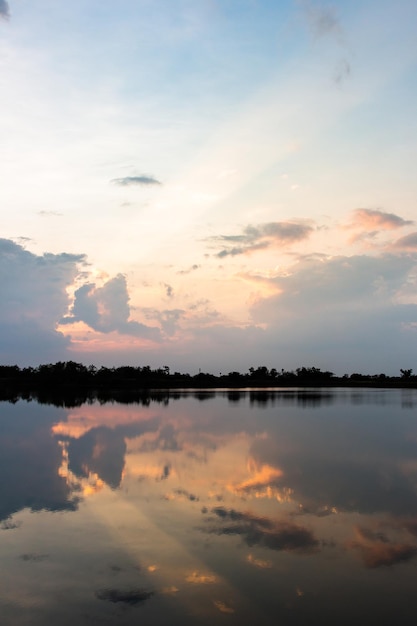 Colorful dramatic sky with cloud at sunset