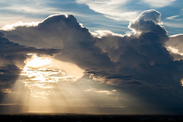 colorful dramatic sky with cloud at sunset