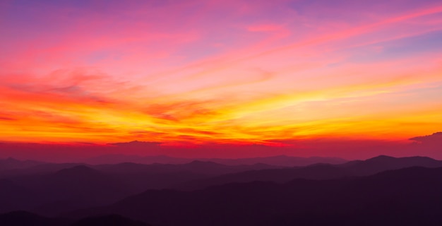 Colorful dramatic sky with cloud at sunset