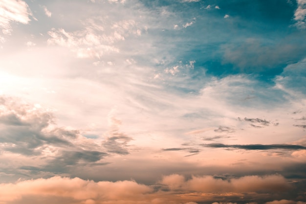 Colorful dramatic sky with cloud at sunset