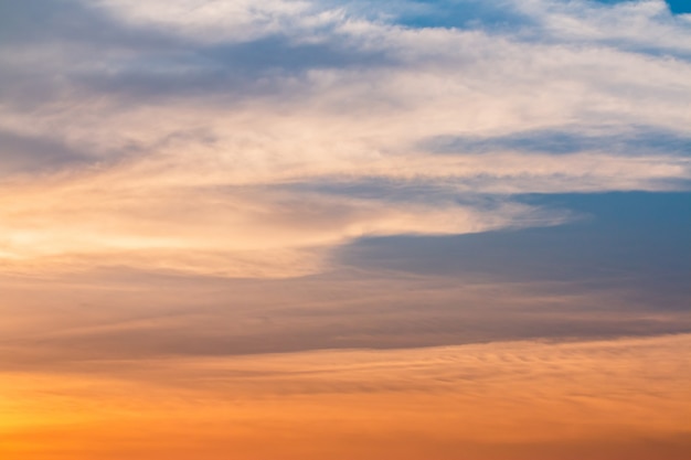 Colorful dramatic sky with cloud at sunset