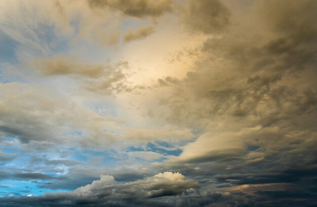 Colorful dramatic sky with cloud at sunset
