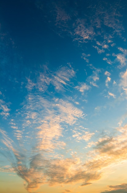 Colorful dramatic sky with cloud at sunset.