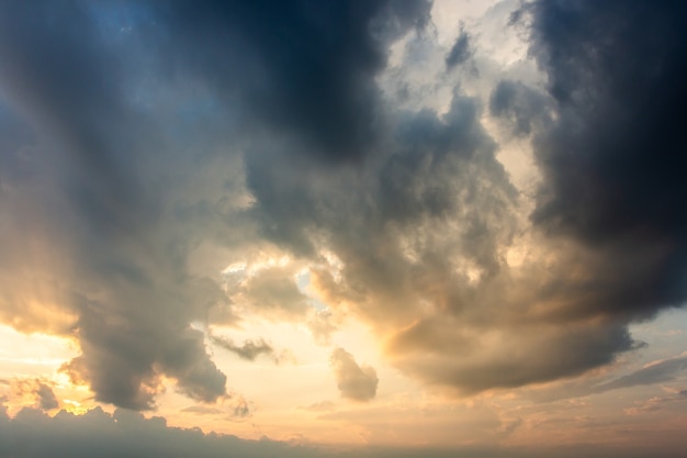 Colorful dramatic sky with cloud at sunset.