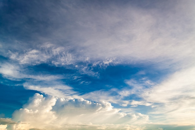 Colorful dramatic sky with cloud at sunset.