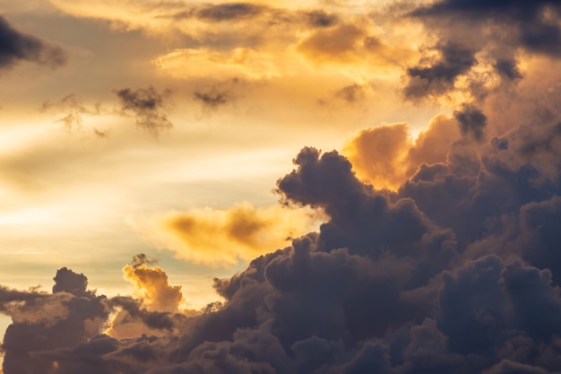 Colorful dramatic sky with cloud at sunset