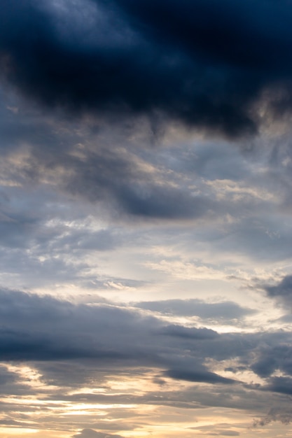 Colorful dramatic sky with cloud at sunset.