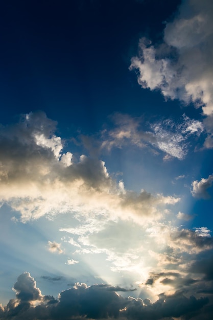 Colorful dramatic sky with cloud at sunset.