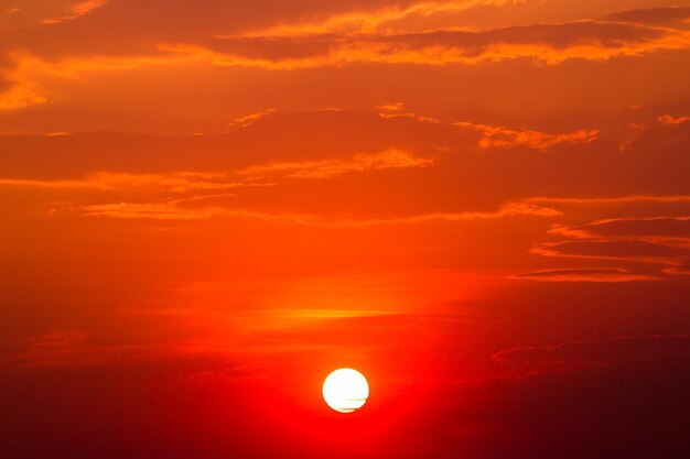 Colorful dramatic sky with cloud at sunset.