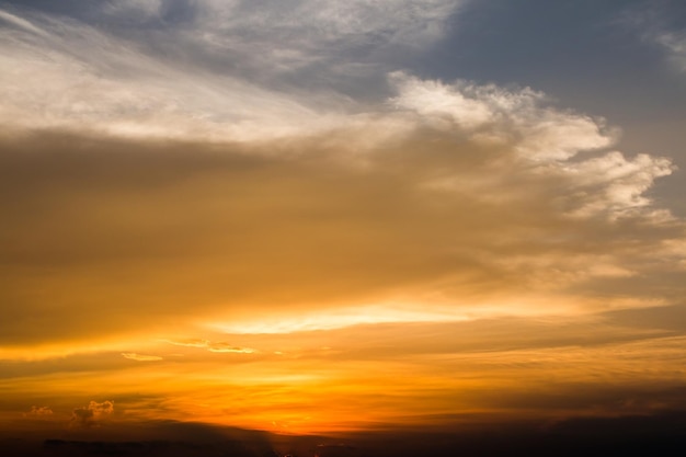 Colorful dramatic sky with cloud at sunset