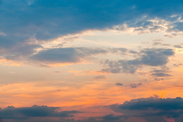 Colorful dramatic sky with cloud at sunset