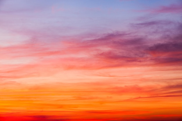 Colorful dramatic sky with cloud at sunset