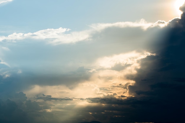 Colorful dramatic sky with cloud at sunset