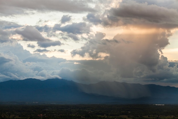 Colorful dramatic sky with cloud at sunset