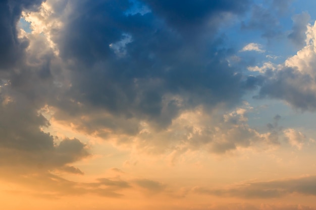 Colorful dramatic sky with cloud at sunset