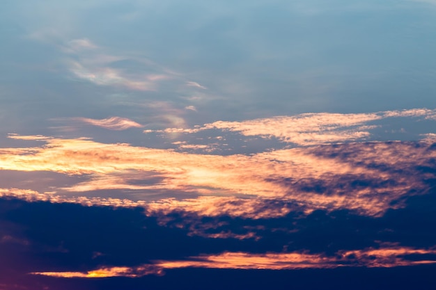 Colorful dramatic sky with cloud at sunset