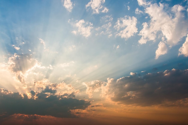 Colorful dramatic sky with cloud at sunset