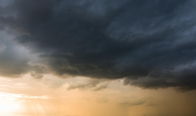 Colorful dramatic sky with cloud at sunset