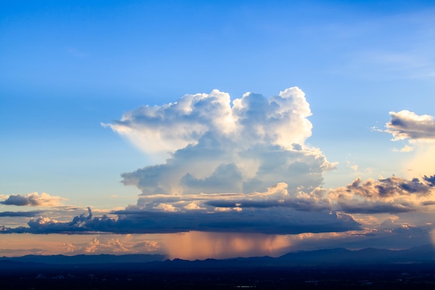 Colorful dramatic sky with cloud at sunset