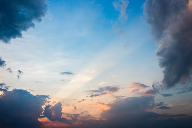 Colorful dramatic sky with cloud at sunset