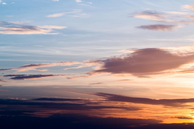 Colorful dramatic sky with cloud at sunset