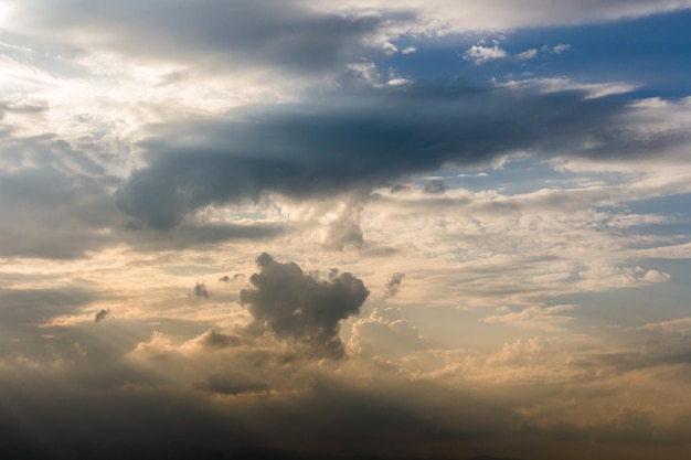 Colorful dramatic sky with cloud at sunset