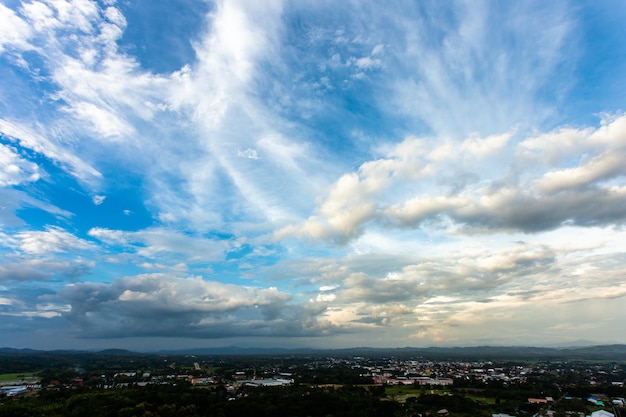 Colorful dramatic sky with cloud at sunset