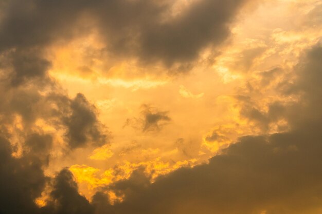 Colorful dramatic sky with cloud at sunset