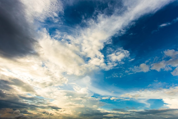 Colorful dramatic sky with cloud at sunset