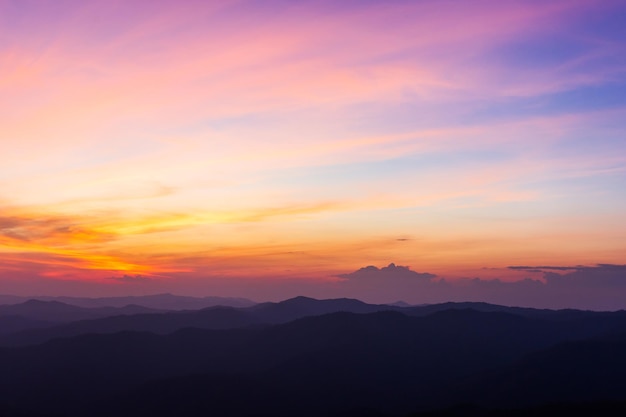 Colorful dramatic sky with cloud at sunset